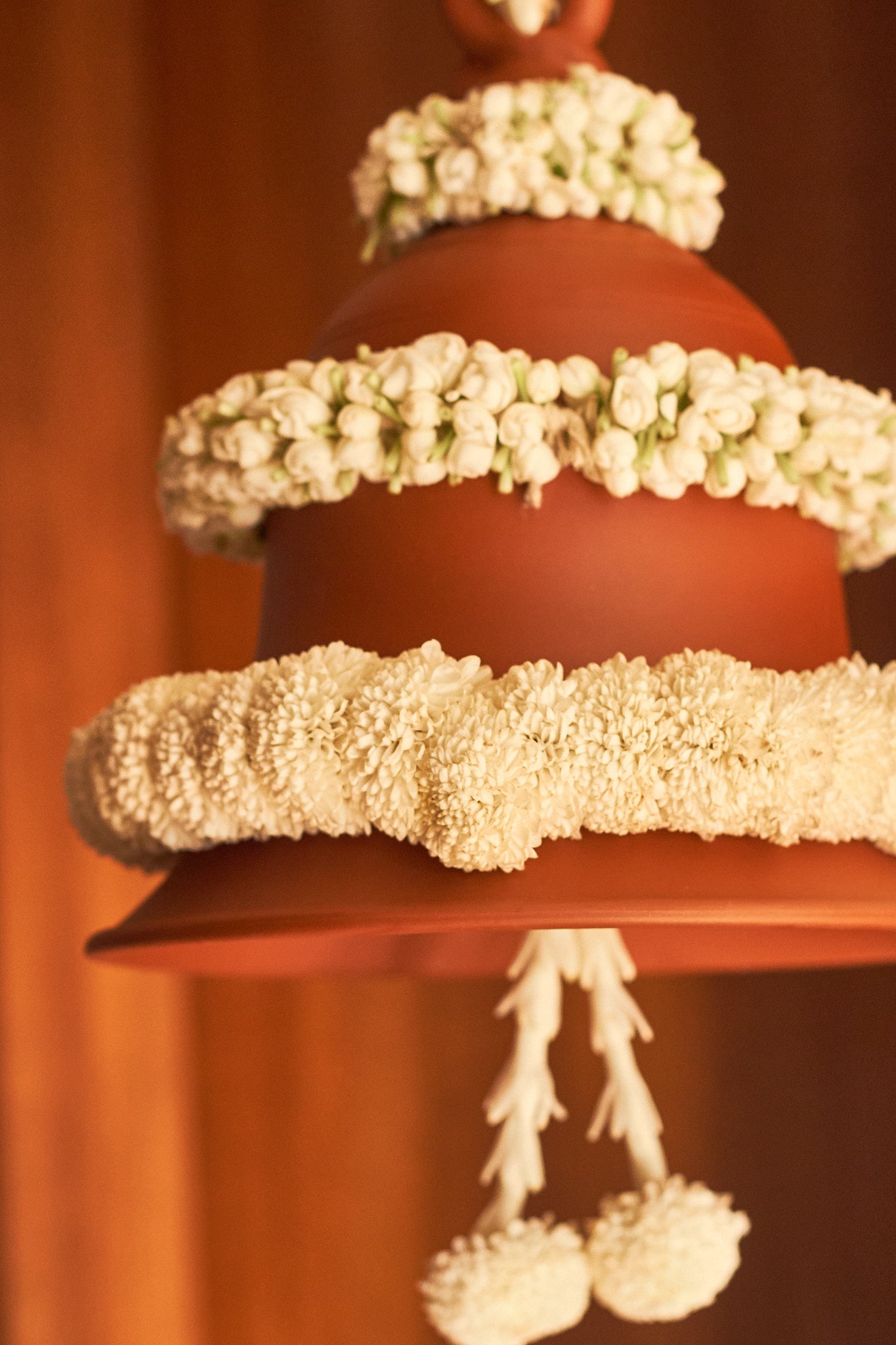 White Terracotta Floral Bell - Mahua Floral Studio