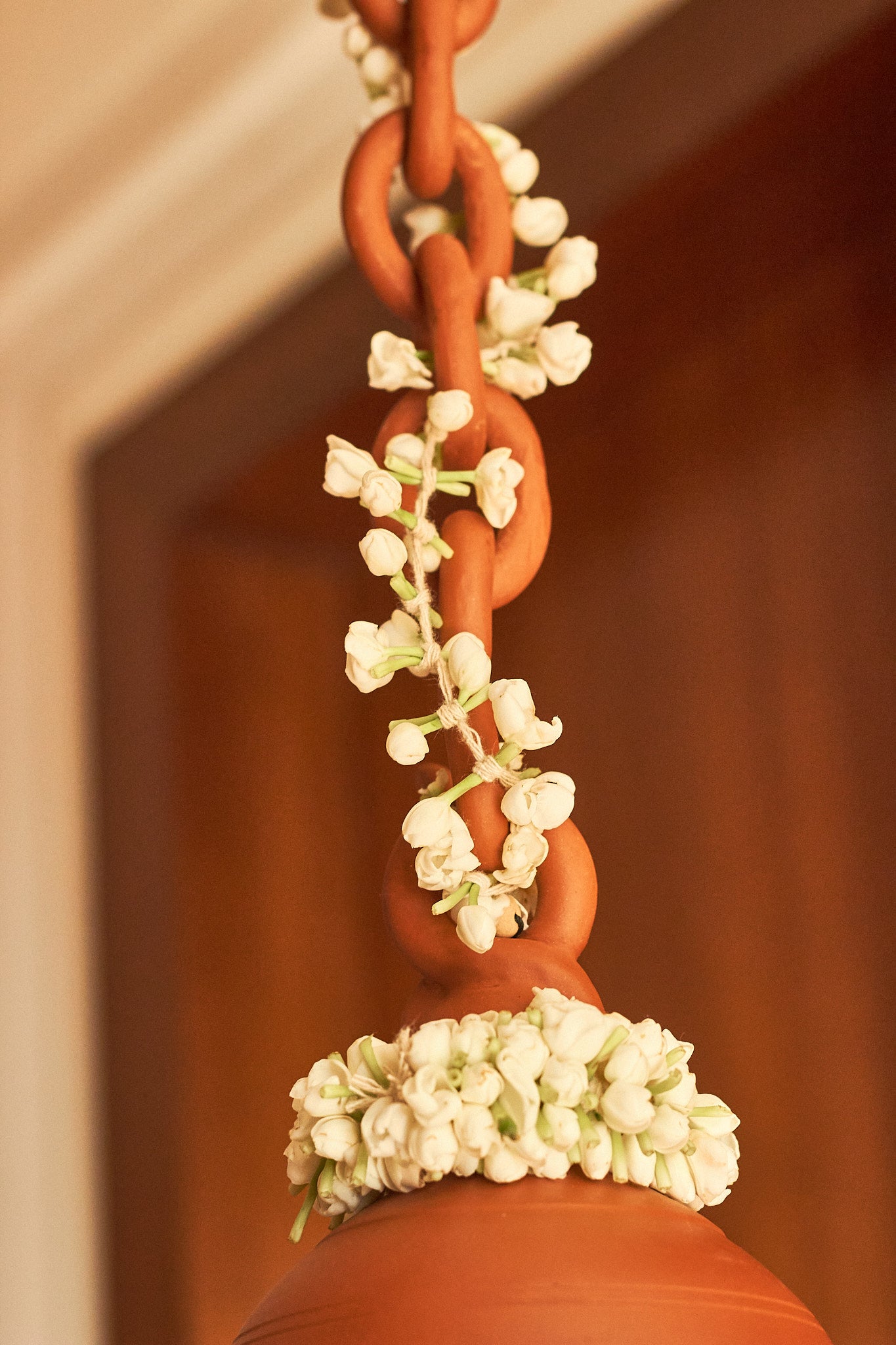 White Terracotta Floral Bell - Mahua Floral Studio