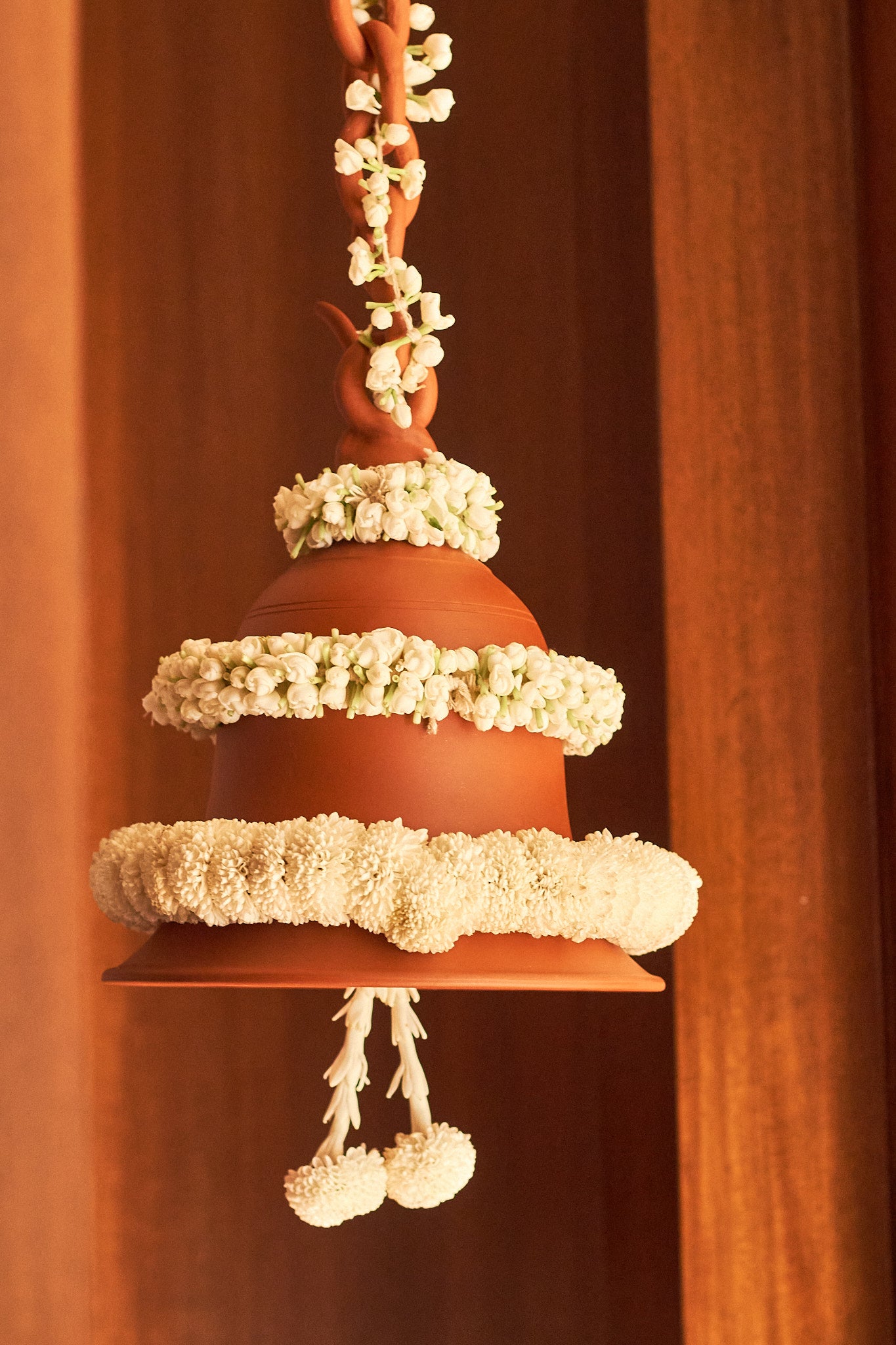 White Terracotta Floral Bell - Mahua Floral Studio