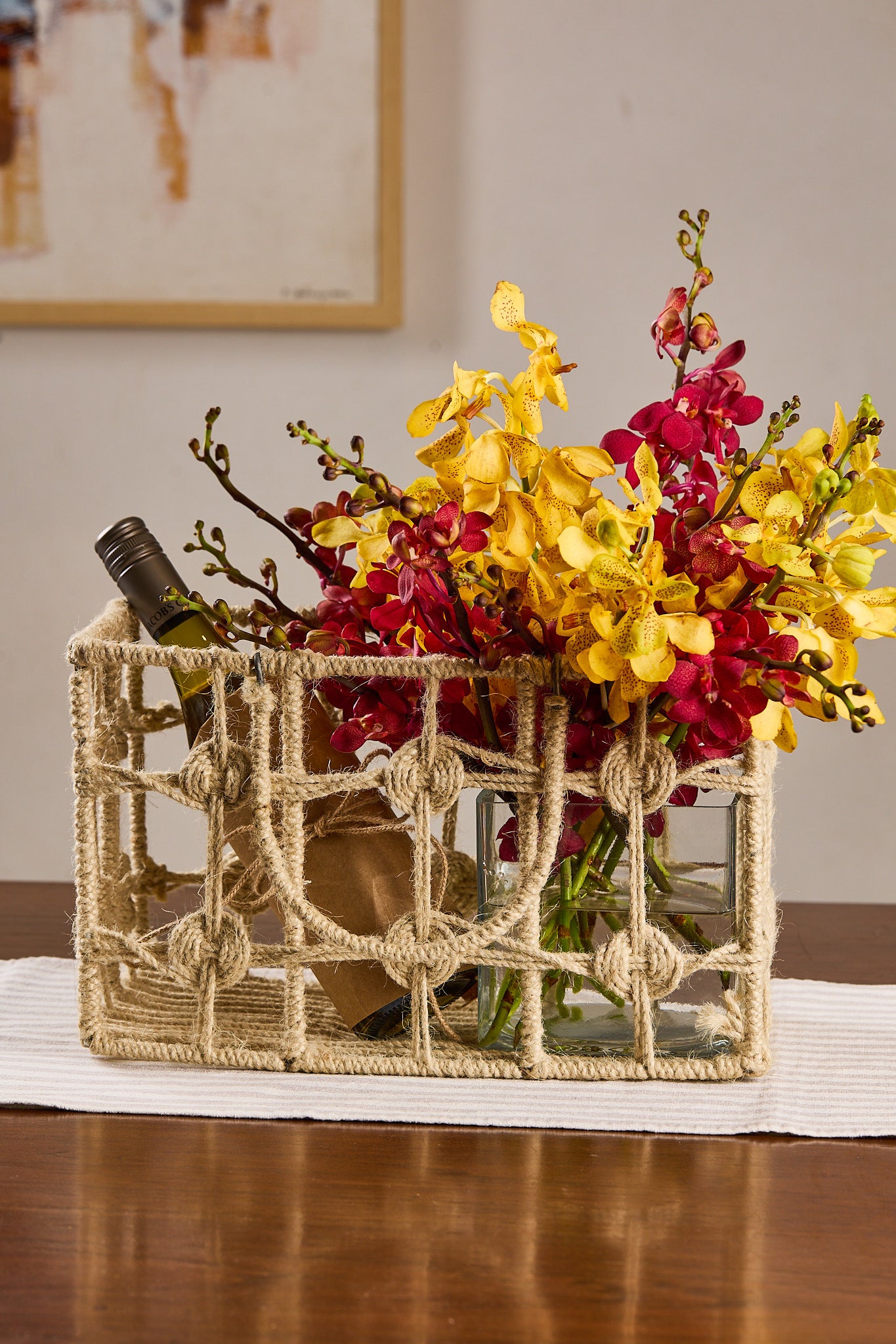 Orchids n' Wine Basket - Mahua Floral Studio