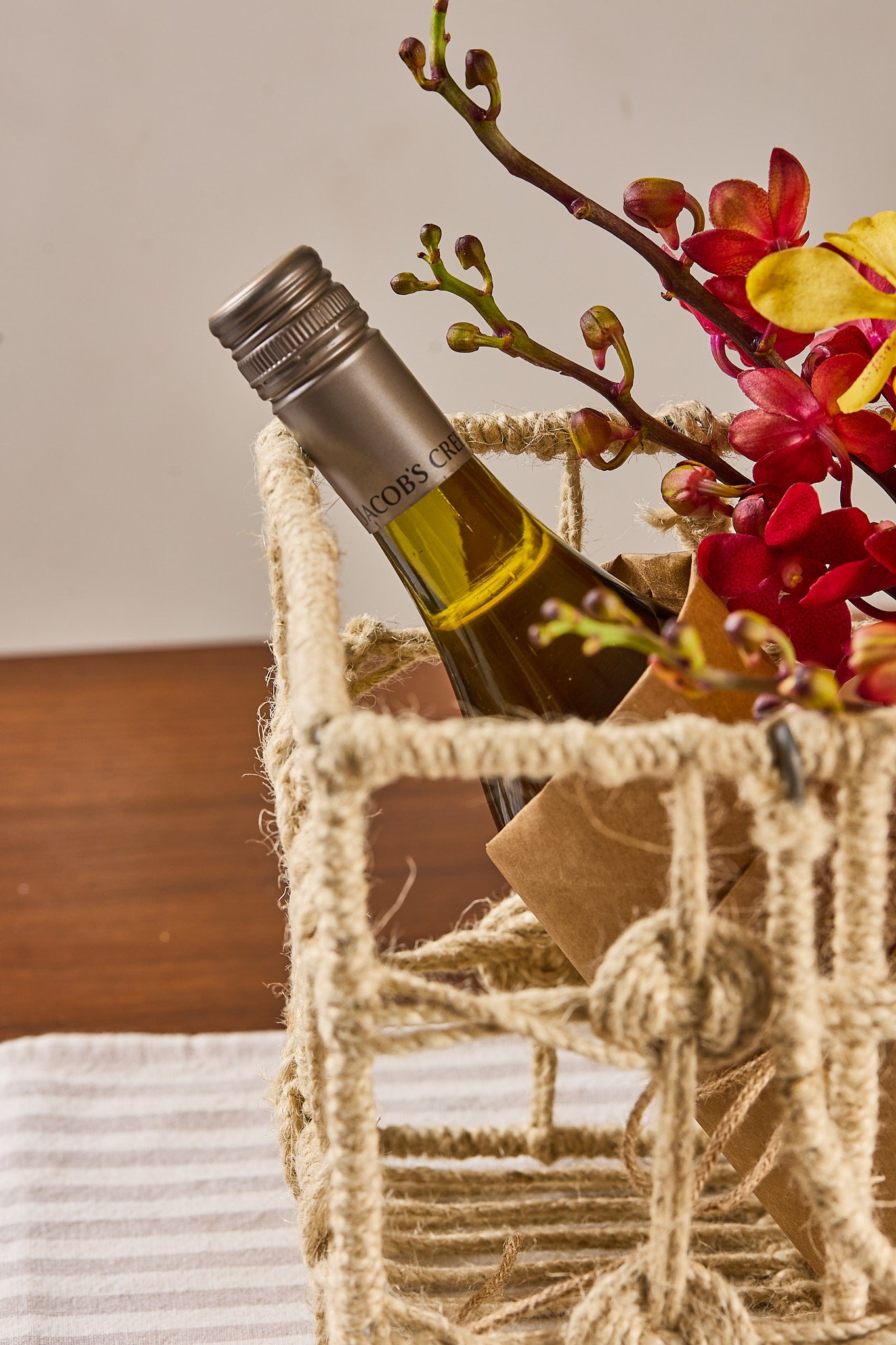 Orchids n' Wine Basket - Mahua Floral Studio