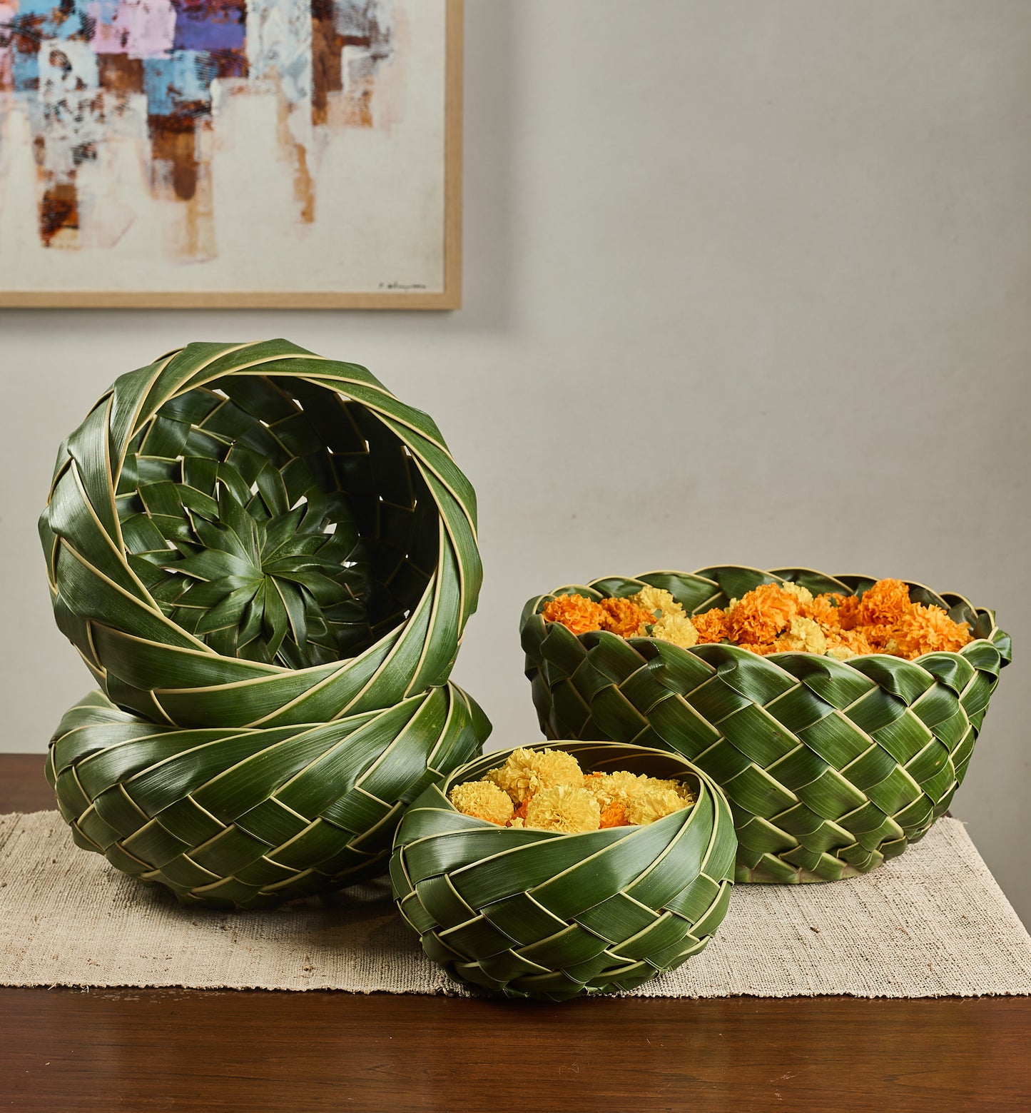 Woven Leaf Basket - Mahua Floral Studio