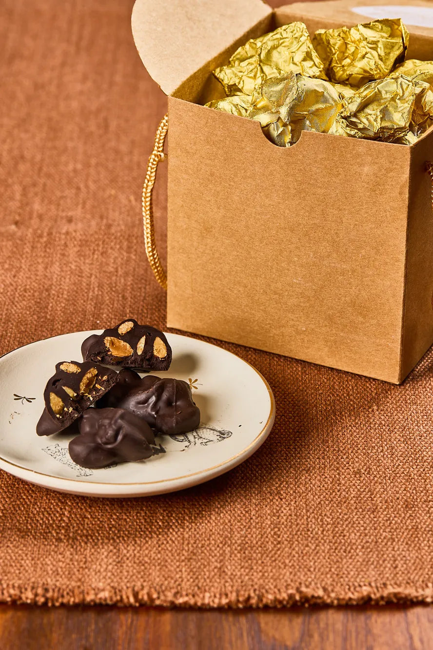 Orchids & Choco Almond Rocks Hamper - Mahua Floral Studio