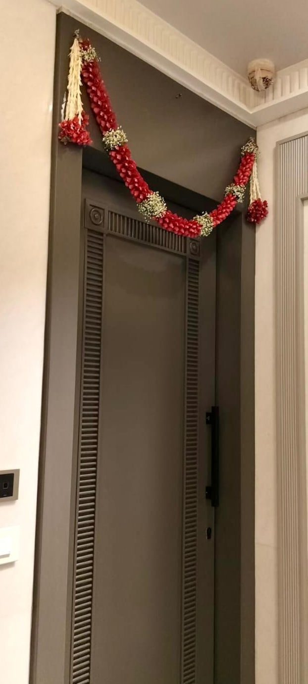 Red White Toran - Mahua Floral Studio