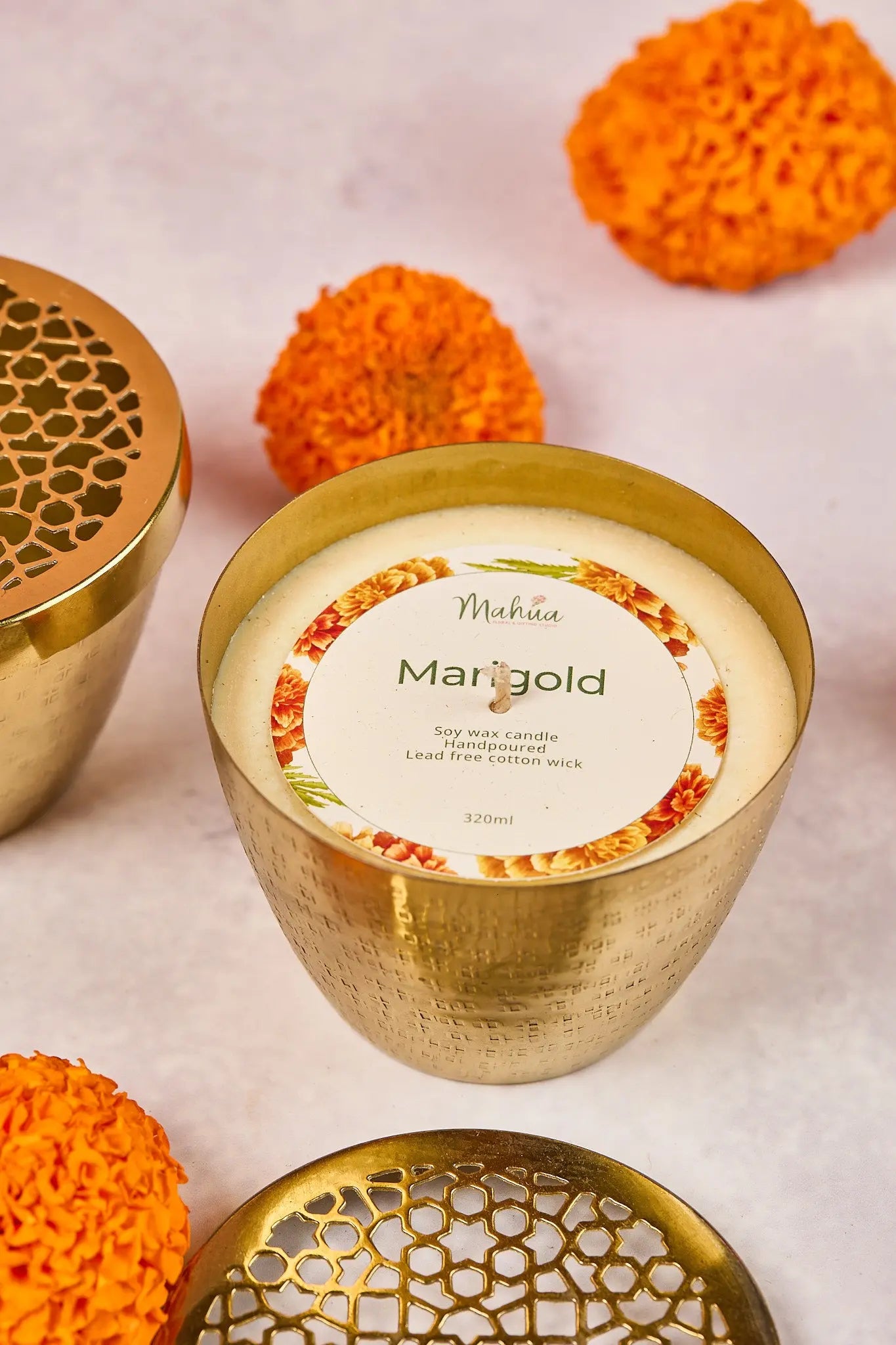 Marigold Candle - Soy Wax Candle - Mahua Floral Studio