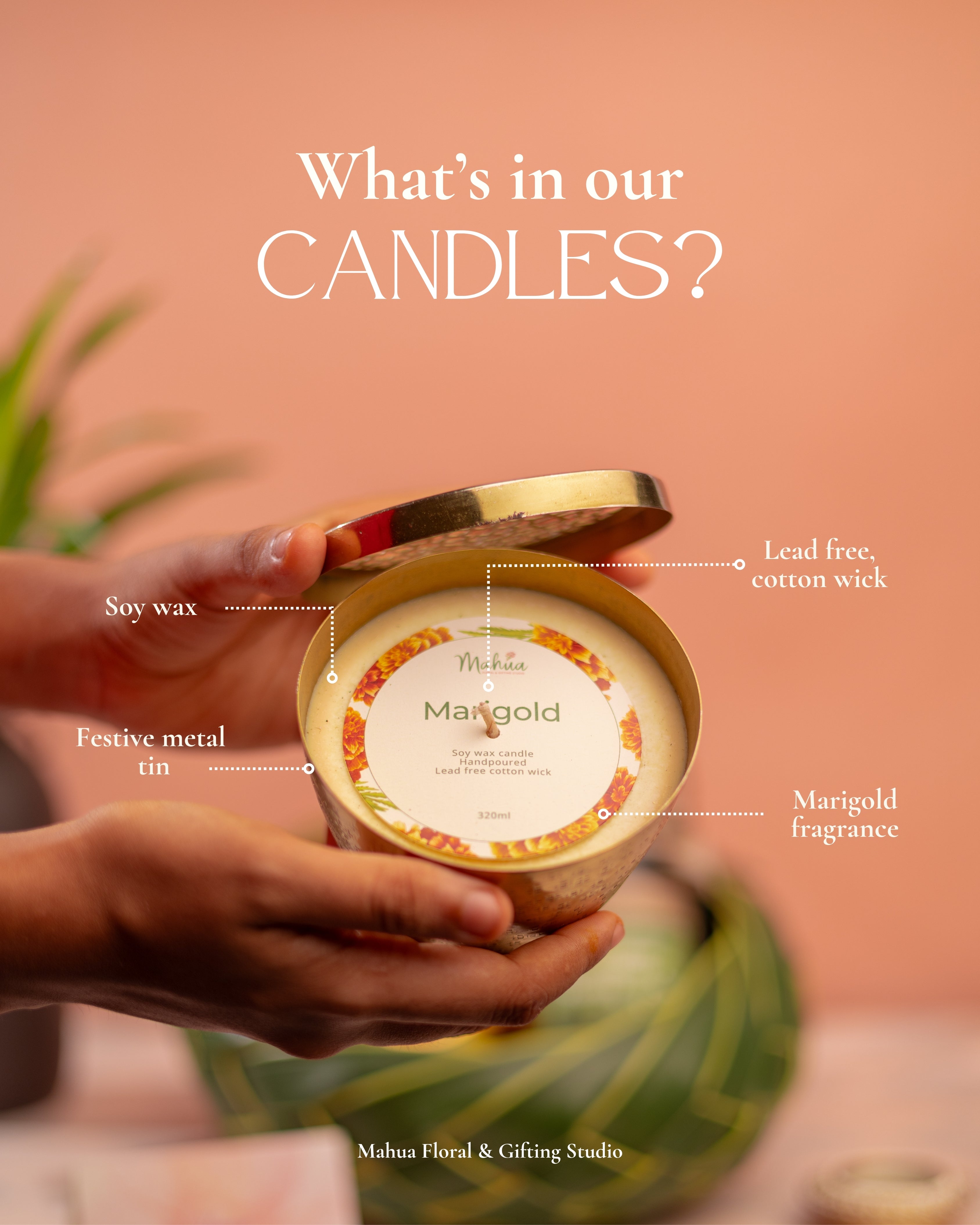 Marigold Candle - Soy Wax Candle - Mahua Floral Studio