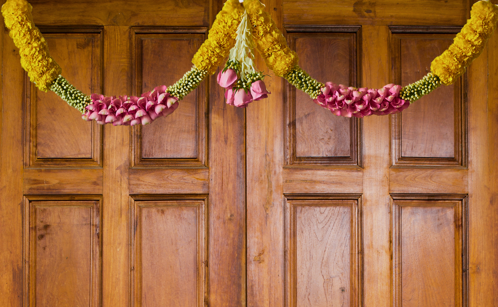 Festive Yellow Pink Toran - Mahua Floral Studio